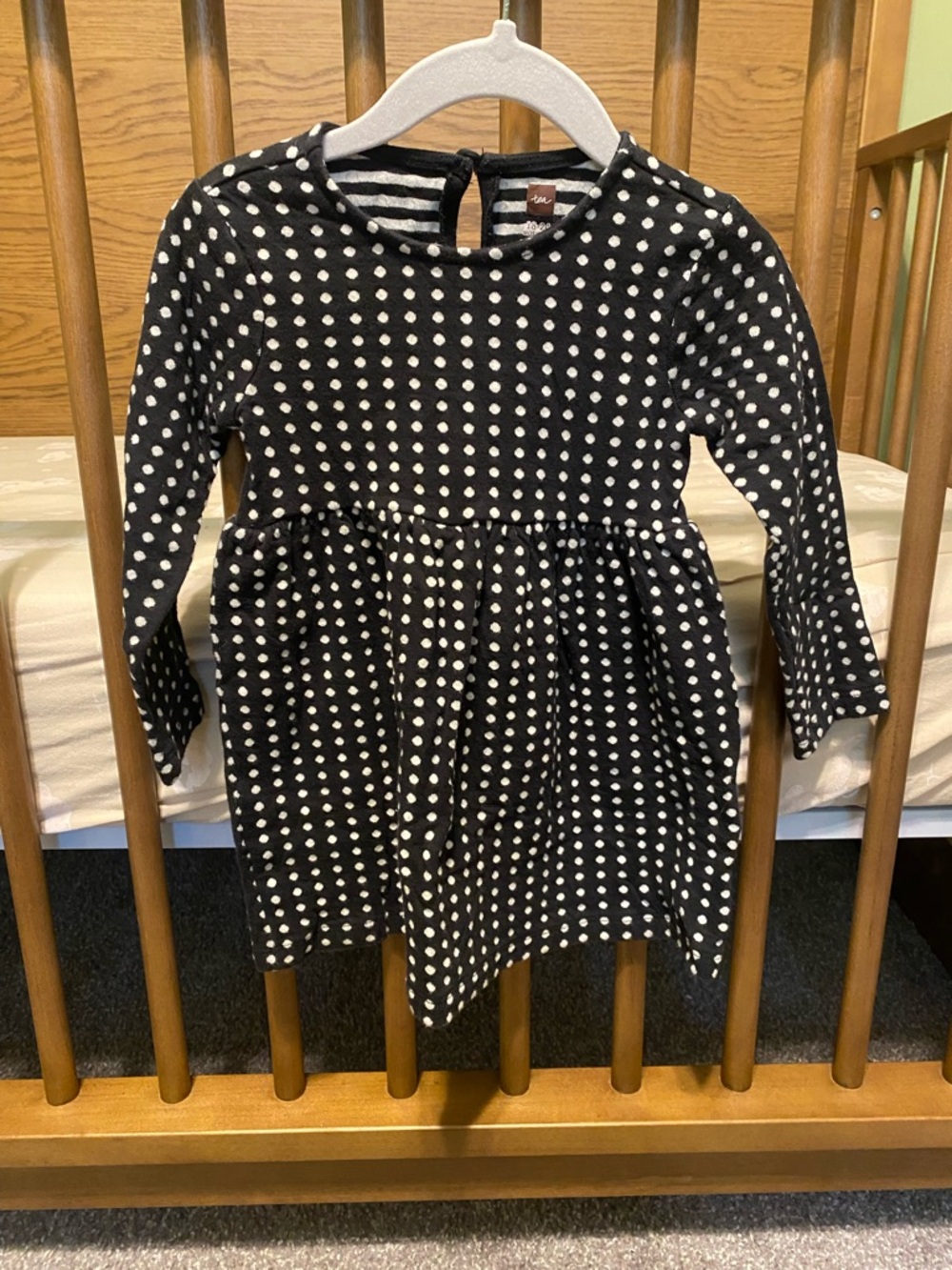 Tea Collection Black Polka Dot Long Sleeve Casual Dress
